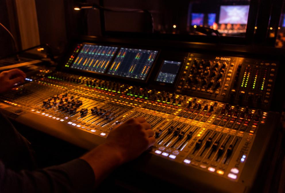 Audio visual equipment prepared for an event setup