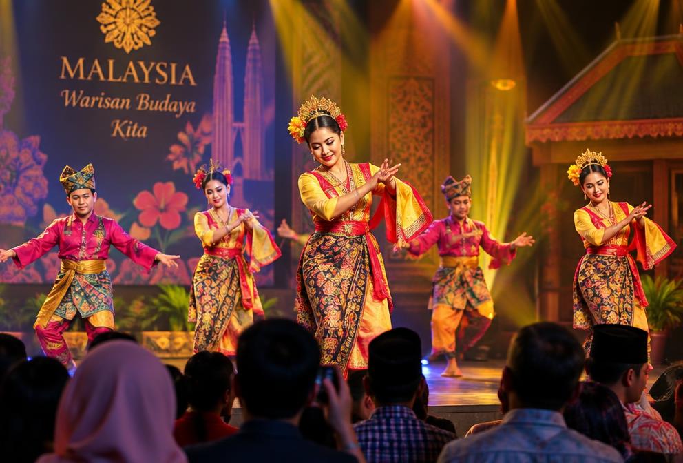 Cultural dance performance on a lit stage